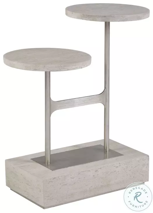 Signature Designs White Vein Travertine And Champagne Leaf Cirque Rectangular Spot Table