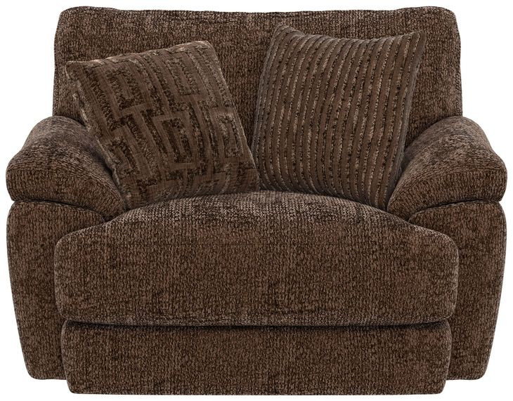 Jaden Cocoa Upholstered Chair and A Half with Pillows