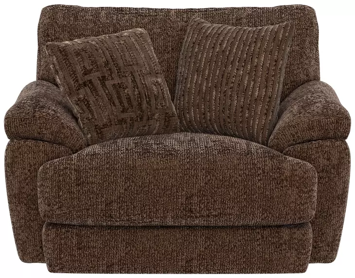 Jaden Cocoa Upholstered Chair and A Half with Pillows