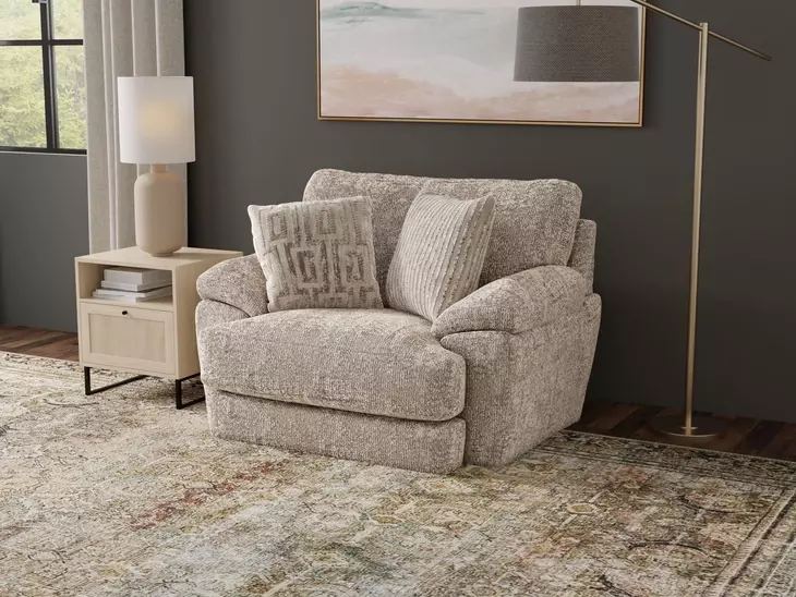 Jaden Steel Upholstered Chair and A Half with Pillows