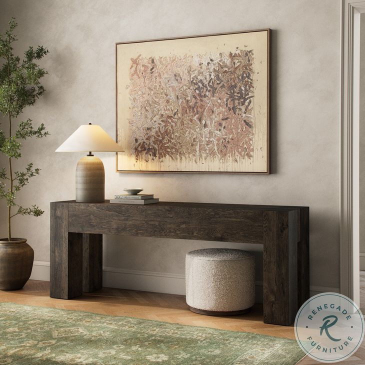 Abaso Ebony Rustic Wormwood Oak 80" Console Table