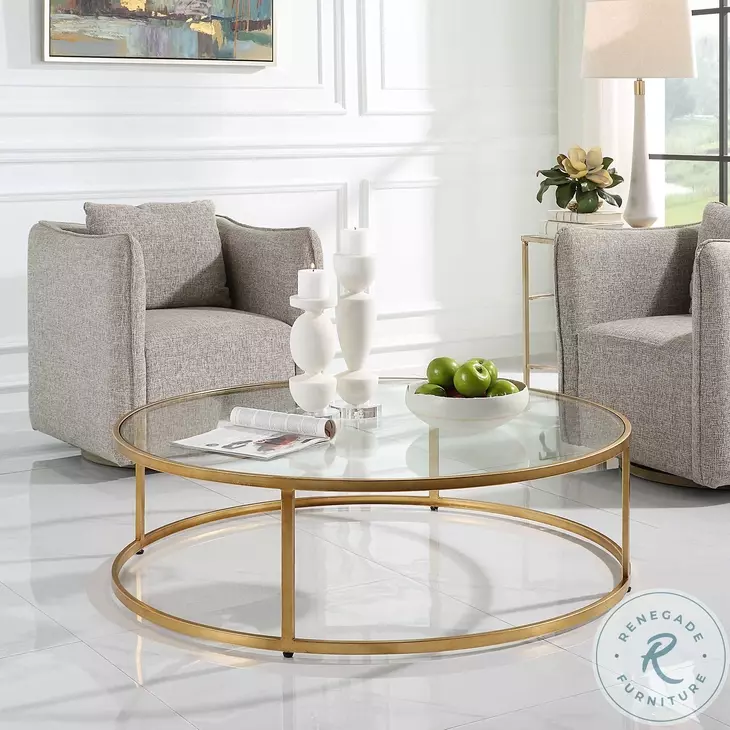 Radius Antique Gold Glass Top Cocktail Table