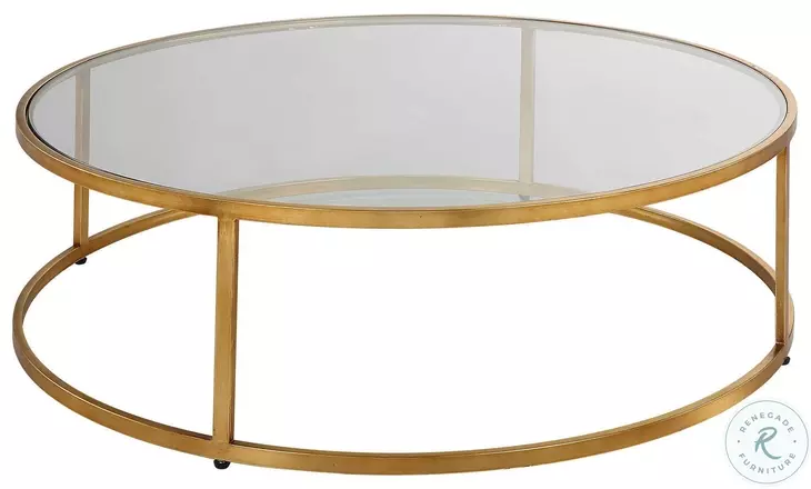 Radius Antique Gold Glass Top Cocktail Table