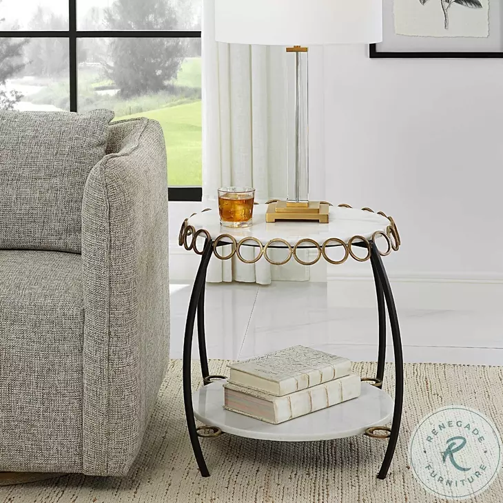 Willowbrook White Marble Side Table