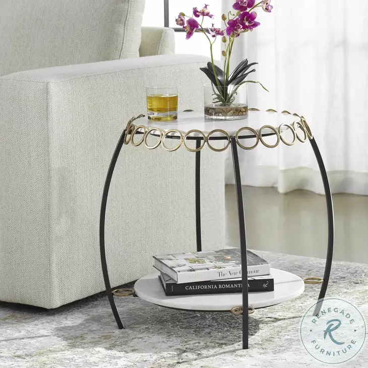 Willowbrook White Marble Side Table