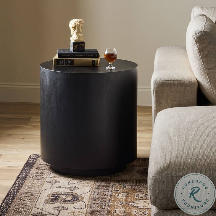 Humphrey Coal on Oak Round End Table