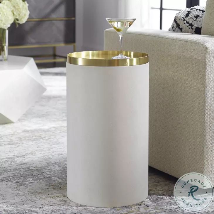 Spectrum Brushed Brass And White Accent Table