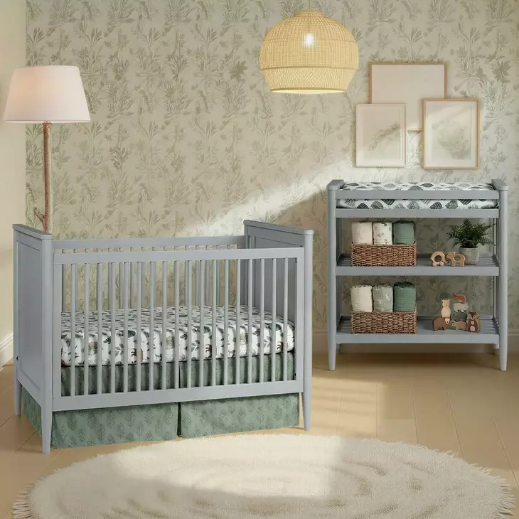 Modern Nursery Light Gray Convertible Crib