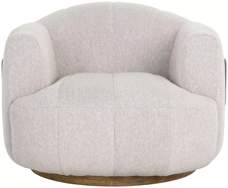 Ezra Dove Cream Upholstered Swivel Arm Chair