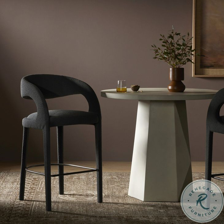 Hawkins FIQA Boucle Charcoal Performance Fabric Bar Stool
