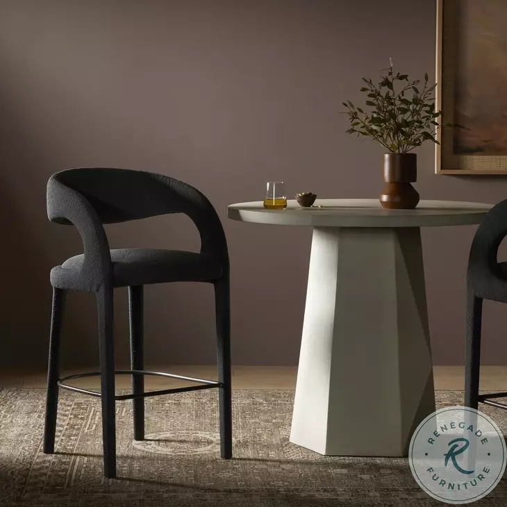 Hawkins FIQA Boucle Charcoal Performance Fabric Bar Stool