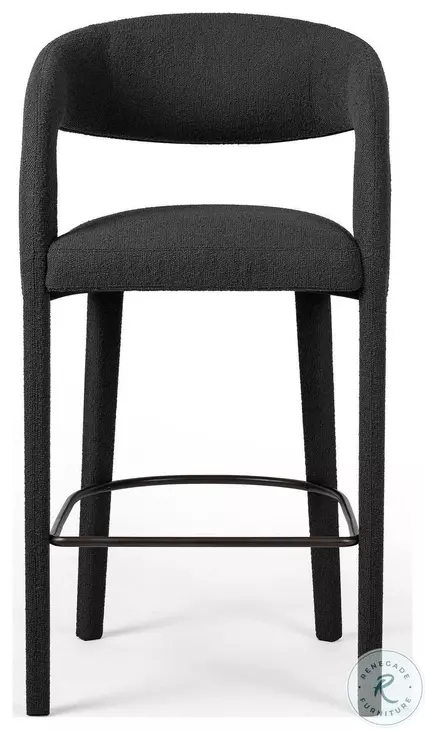 Hawkins FIQA Boucle Charcoal Performance Fabric Bar Stool