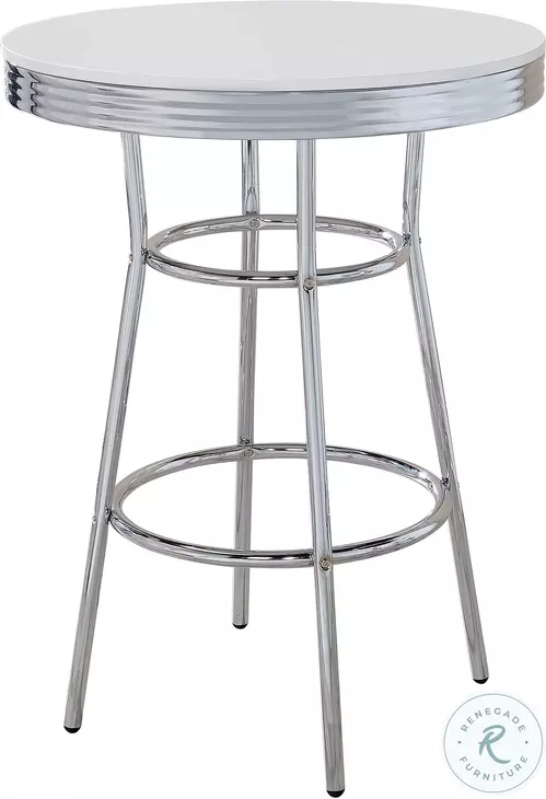 2300 Glossy White and Chrome Bar Table