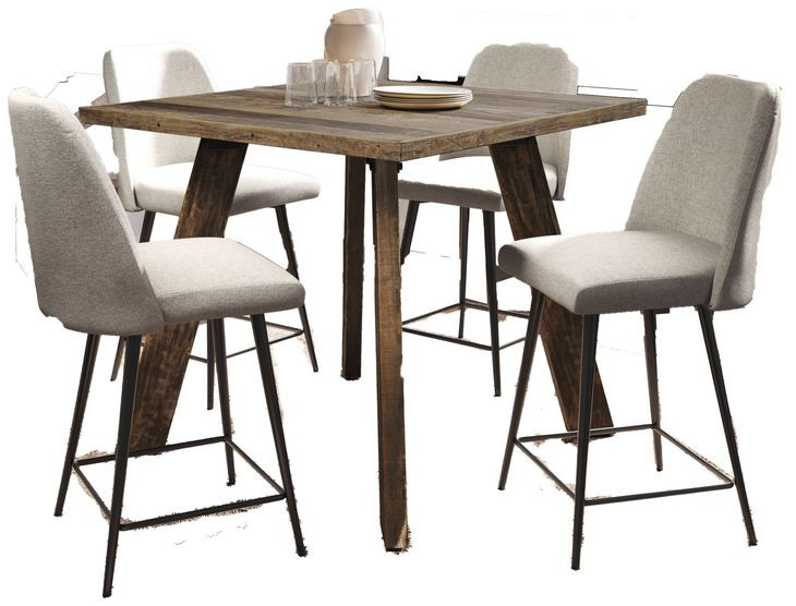Reclamation Natural and Gray Upholstered 5 Piece Counter Height Dining Set