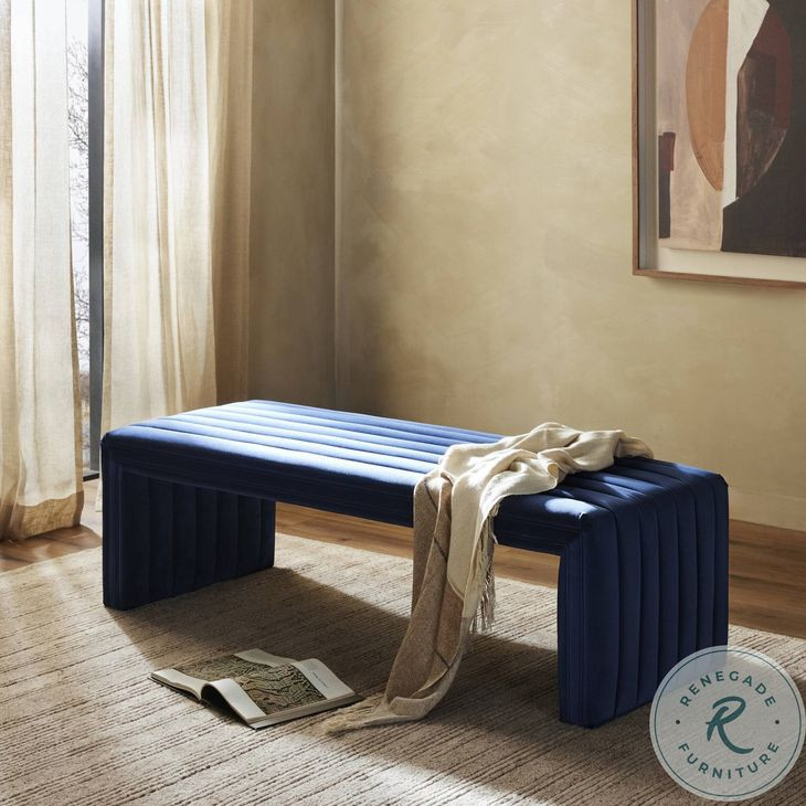 Augustine Sapphire Navy 61" Accent Bench