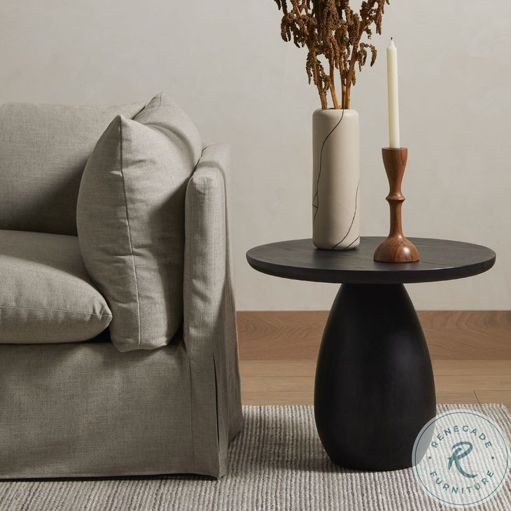 Merla Black Wash Ash Wood End Table