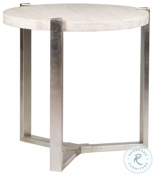 Signature Designs White And Champagne Silver Denizen Round Lamp Table