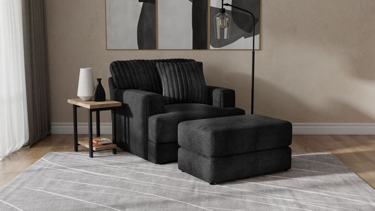 Eagan Black Upholstered Rectangular Ottoman