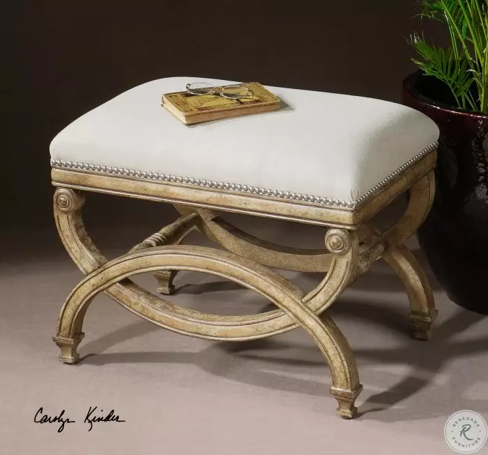 Karline neutral Linen Small Bench