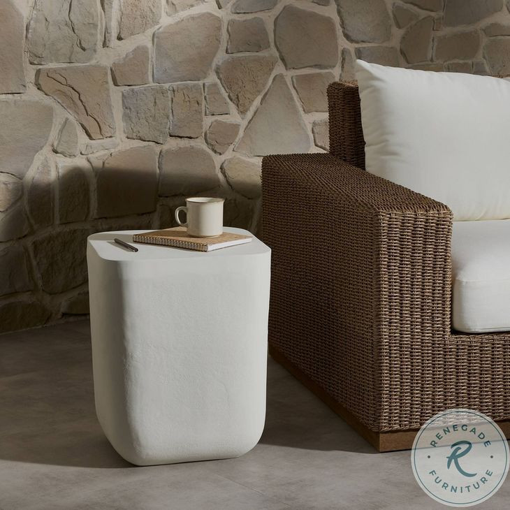 Basil Matte White Cast Aluminum Outdoor Square Drink Table