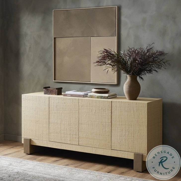 Hatch Natural Raffia 4 Door Sideboard
