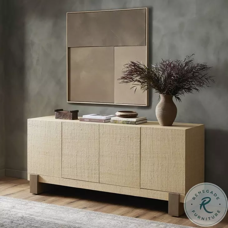 Hatch Natural Raffia 4 Door Sideboard