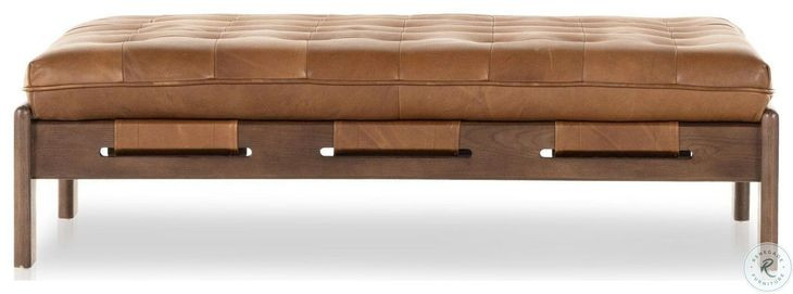 Halston Heirloom Sienna Leather Cocktail Ottoman