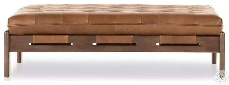 Halston Heirloom Sienna Leather Cocktail Ottoman