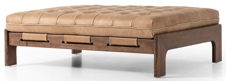 Halston Palermo Drift Leather Cocktail Ottoman