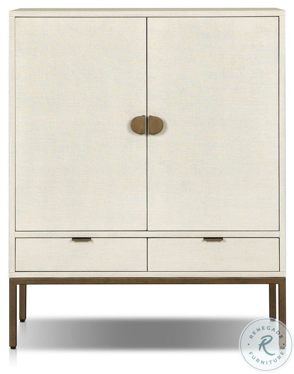 Cressida Ivory Painted Linen 2 Door Bar Cabinet