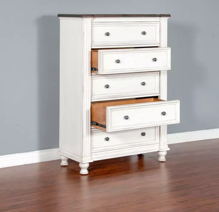 Carriage House Cottage and Dark Brown 5 Drawer Chest