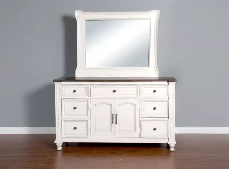 Carriage House Cottage White Rectangular Dresser Mirror