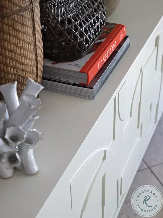 Signature Designs Soft Matte White Bardo Long Media Console