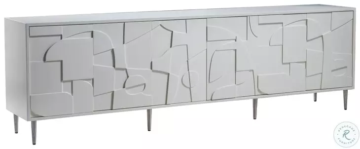 Signature Designs Soft Matte White Bardo Long Media Console