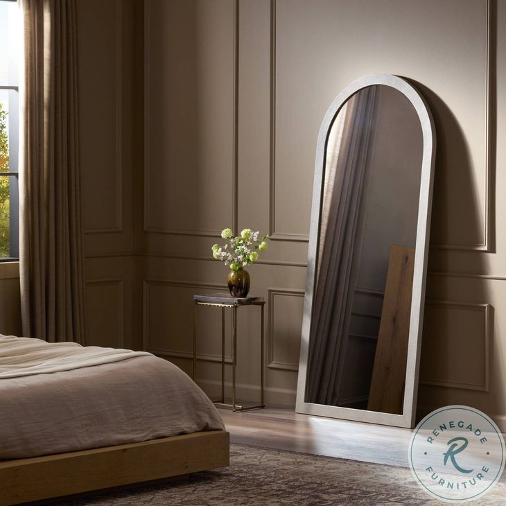 Cressida Ivory Painted Linen Arch Floor Mirror