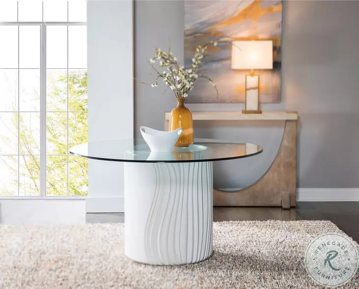 Signature Designs Matte Soft White Volante 56" Round Dining Table