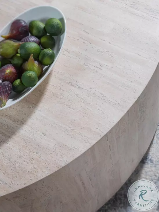 Cassio White Travertine Round Cocktail Table