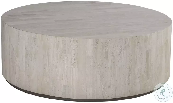 Cassio White Travertine Round Cocktail Table