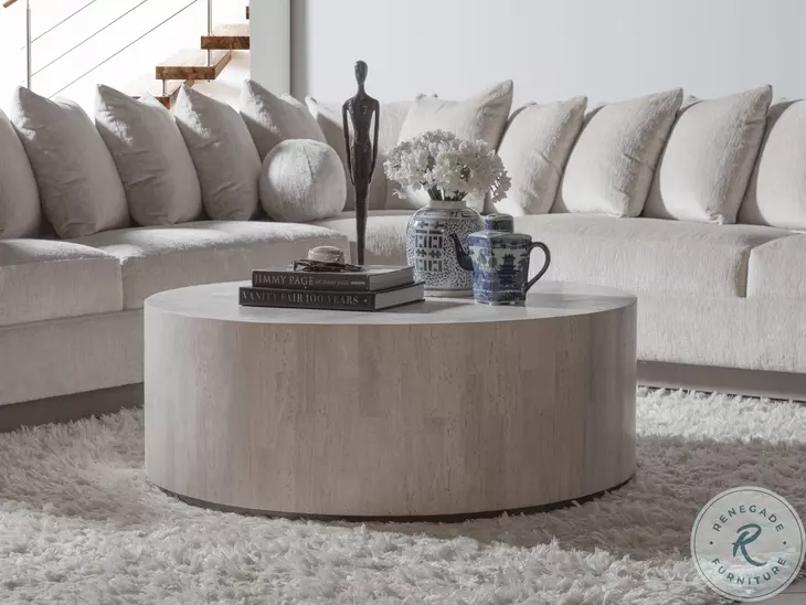 Cassio White Travertine Round Cocktail Table