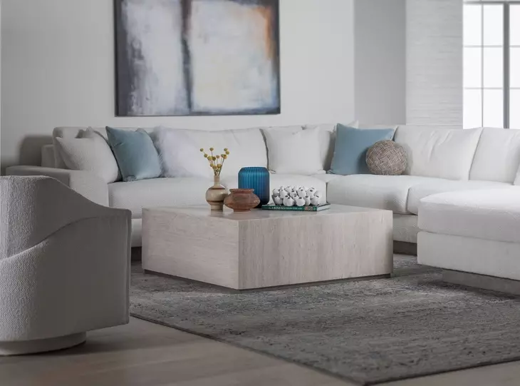 Cassio Creamy White Square Travertine Top Occassional Table Set