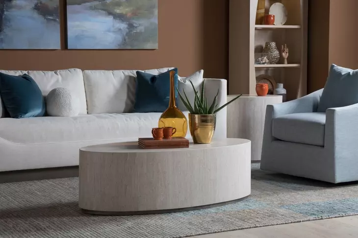 Cassio Creamy White Oval Travertine Top Occassional Table Set