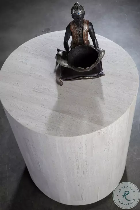 Signature Designs White Cassio Round Drum Table