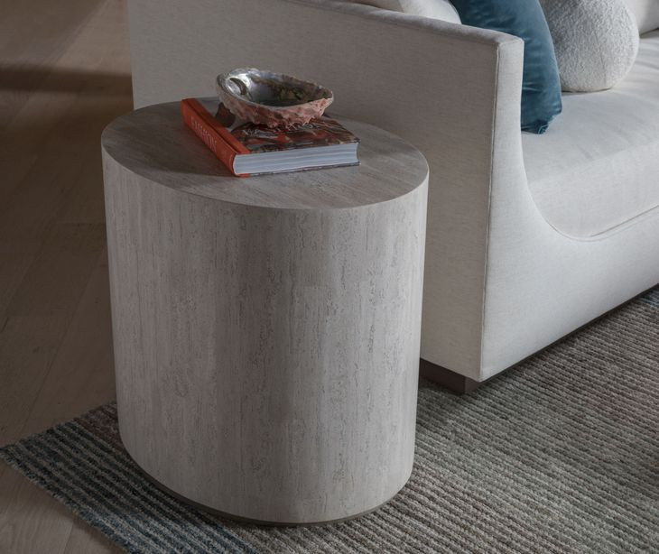 Cassio Creamy White Oval Travertine Top Side Table