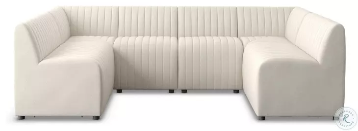 Augustine Capri Oatmeal Performance Fabric 106" U Shape Dining Banquette