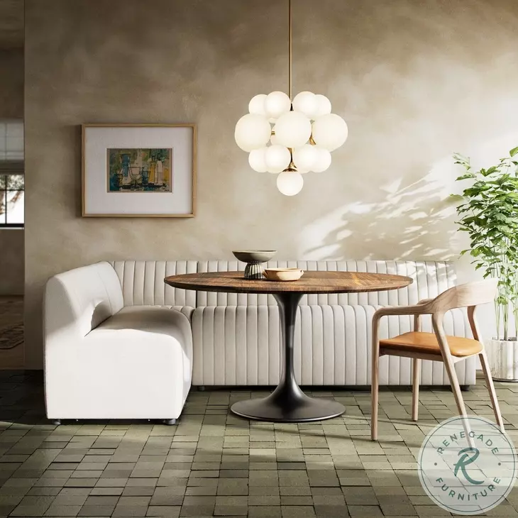 Augustine Capri Oatmeal Performance Fabric 100" L Shape Dining Banquette