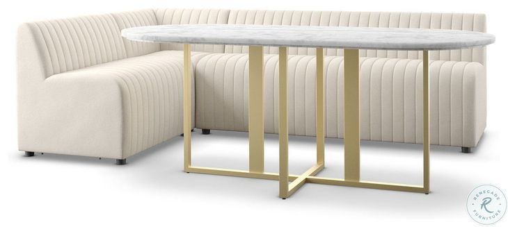 Augustine Capri Oatmeal Performance Fabric 100" L Shape Dining Banquette