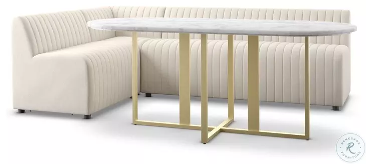 Augustine Capri Oatmeal Performance Fabric 100" L Shape Dining Banquette