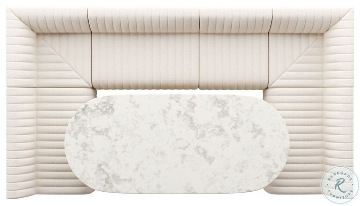 Augustine Capri Oatmeal Performance Fabric 120" U Shape Dining Banquette