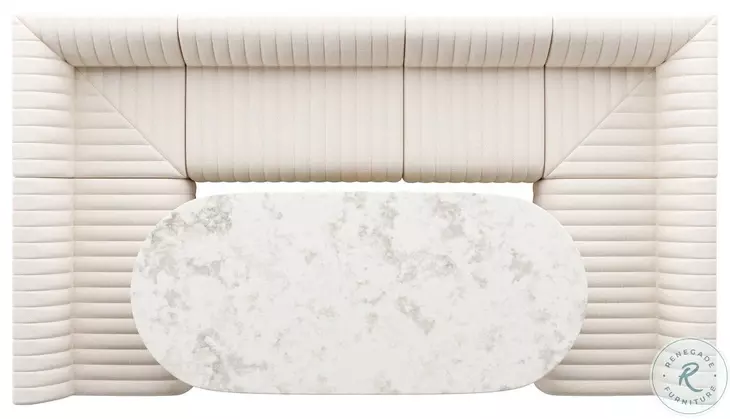 Augustine Capri Oatmeal Performance Fabric 120" U Shape Dining Banquette