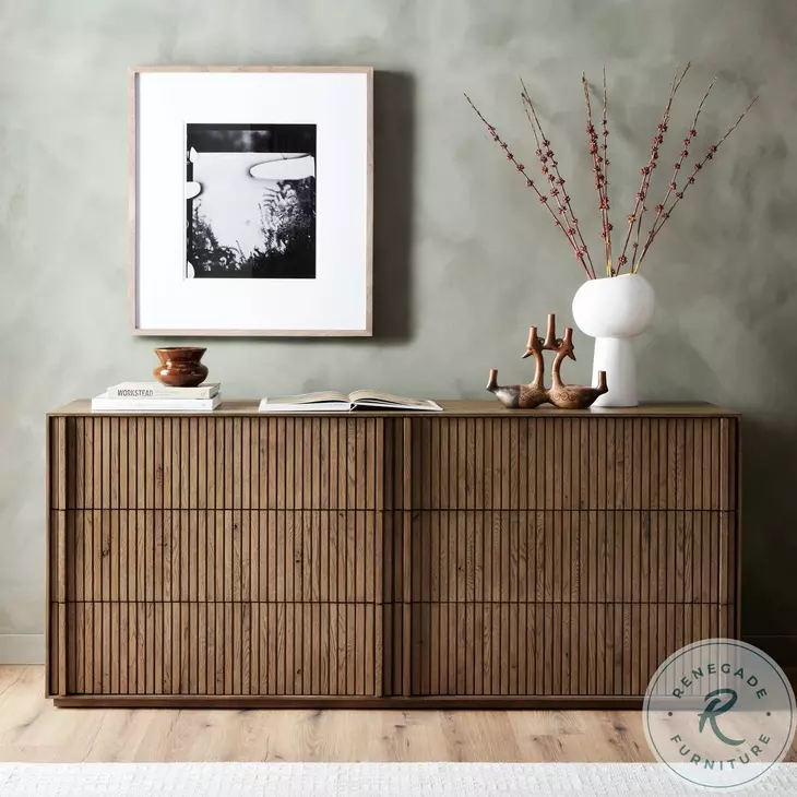 Leo Rustic Grey 6 Drawer Dresser
